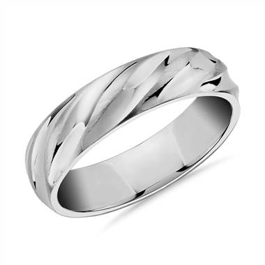 "Matte & Polish Twist Wedding Ring in 14k White Gold (6mm)"