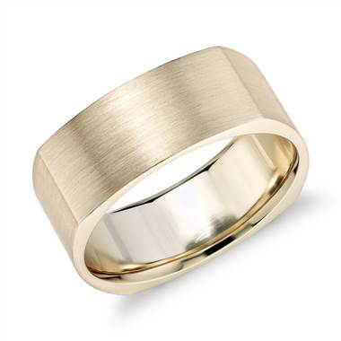 Matte Square Eurofit Wedding Ring in 14k Yellow Gold (8mm)