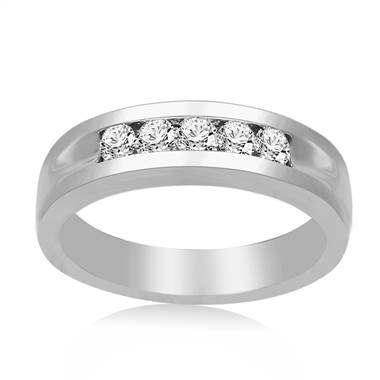Men's 14K White Gold Band with Channel Set Round Diamonds (1/2 cttw.)