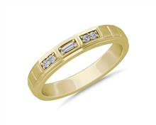 Men's Baguette With Round Accent Wedding Ring In 14k Yellow Gold (1/10 ct. tw.) | Blue Nile