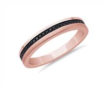 Men's Black Diamond Pave Edge Wedding Ring With Black Rhodium In 14k Rose Gold (1/6 ct. tw.) | Blue Nile