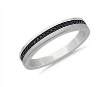 Men's Black Diamond Pave Edge Wedding Ring With Black Rhodium In Platinum (1/6 ct. tw.) | Blue Nile