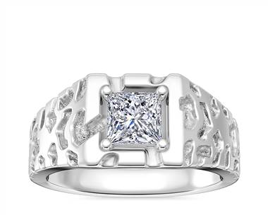 Men's Nugget Engagement Ring In 18k White Gold