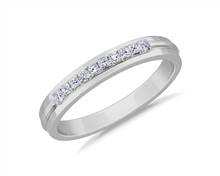 Men's Princess and Round Diamond Wedding Ring In Platinum (1/5 ct. tw.) | Blue Nile