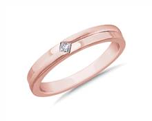 Men's Princess-Cut Solitaire Diamond Step Ring In 14k Rose Gold (.06 ct. tw.) | Blue Nile