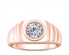 Men's Ridged Solitaire Engagement Ring In 18k Rose Gold | Blue Nile