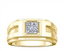 Men's Structured Solitaire Engagement Ring In 14k Yellow Gold | Blue Nile