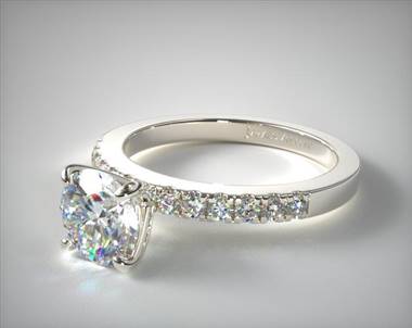 Micro Pave 12 Stone Engagement Ring in 14K White Gold 1.70mm Width Band (Setting Price)
