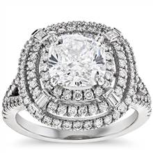 "Mila Halo Cushion-Cut Diamond Engagement Ring in Platinum  (2.92 ct. tw.)" | Blue Nile