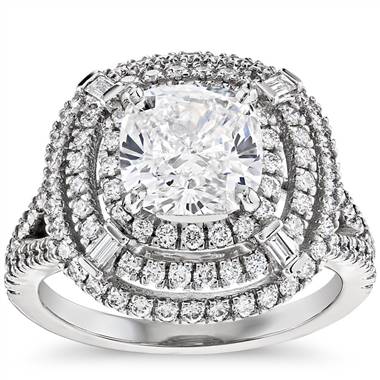 Mila Halo Cushion-Cut Diamond Engagement Ring in Platinum  (2.92 ct. tw.)