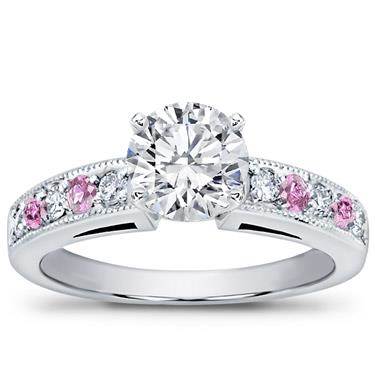 Milgrain and Pave Pink Sapphire Engagement Setting