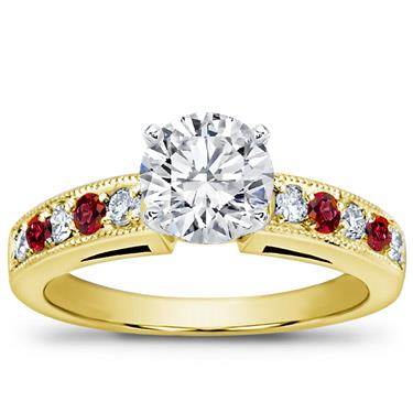 Milgrain and Pave Ruby Engagement Setting