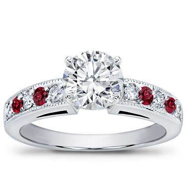 Milgrain and Pave Ruby Engagement Setting