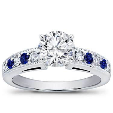 Milgrain and Pave Sapphire Engagement Setting