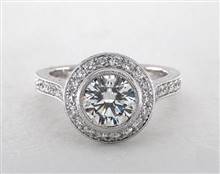 Milgrain Bezel-Set Halo Engagement Ring in Platinum 4mm Width Band (Setting Price) | James Allen