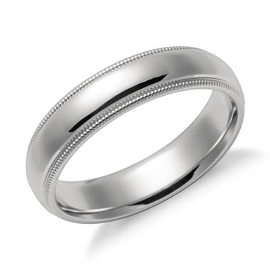 "Milgrain Comfort Fit Wedding Ring in Platinum (5mm)"