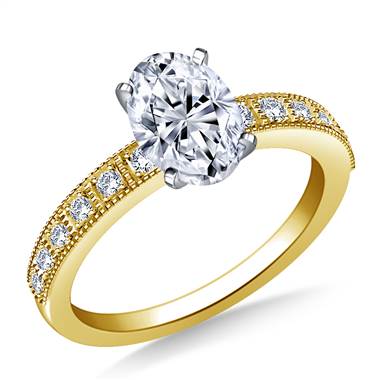 Milgrain Edged Diamond Engagement Ring in 14K Yellow Gold (1/8 cttw.)