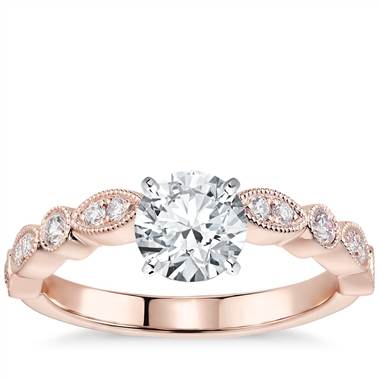 Milgrain Marquise and Dot Diamond Engagement Ring in 14k Rose Gold (1/5 ct. tw.)