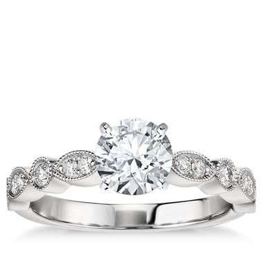 Milgrain Marquise and Dot Diamond Engagement Ring in 14k White Gold (1/5 ct. tw.)