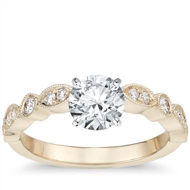 Milgrain Marquise and Dot Diamond Engagement Ring in 14k Yellow Gold (1/5 ct. tw.)