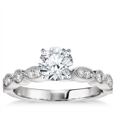 Milgrain Marquise and Dot Diamond Engagement Ring in Platinum (1/5 ct. tw.)