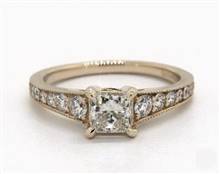 Milgrain Reverse Taper Pave .47ctw Engagement Ring in 14K Yellow Gold 2.00mm Width Band (Setting Price) | James Allen
