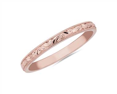 Milgrain Swirl Stackable Ring In 18k Rose Gold (2mm)