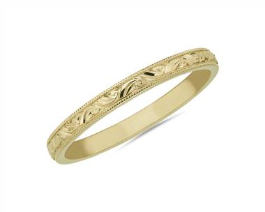 Milgrain Swirl Stackable Ring In 18k Yellow Gold (2mm)