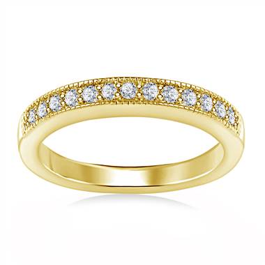 Milgrained Pave Set Diamond Band in 14K Yellow Gold (1/4 cttw.)