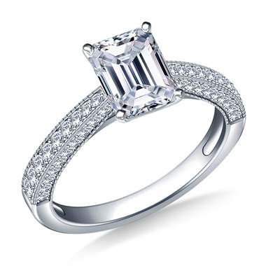 Milgrained Vintage Pave Set Diamond Engagement Ring in Platinum (1/3 cttw.)
