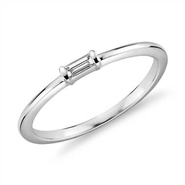 Mini Baguette-Cut Diamond Fashion Ring in 14k White Gold