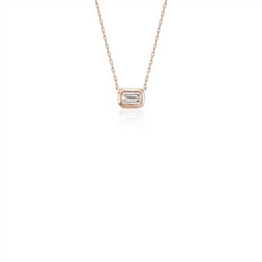 Mini Bezel-Set Emerald-Cut Diamond Pendant in 14k Rose Gold (1/5  ct. tw.)
