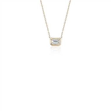 Mini Bezel-Set Emerald-Cut Diamond Pendant in 14k Yellow Gold (1/5 ct. tw.)