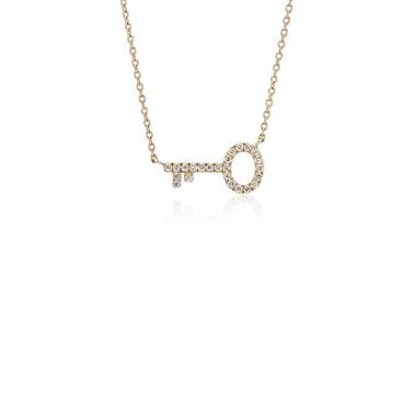 Mini Diamond Key Necklace in 14k Yellow Gold (1/10 ct. tw.)