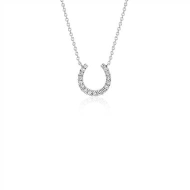 Mini Horseshoe Diamond Necklace in 14k White Gold (1/10 ct. tw.)