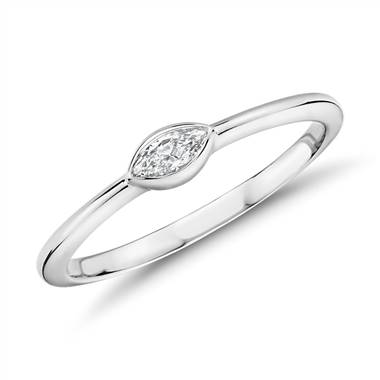 Mini Marquise-Cut Diamond Fashion Ring in 14k White Gold (1/10 ct. tw.)