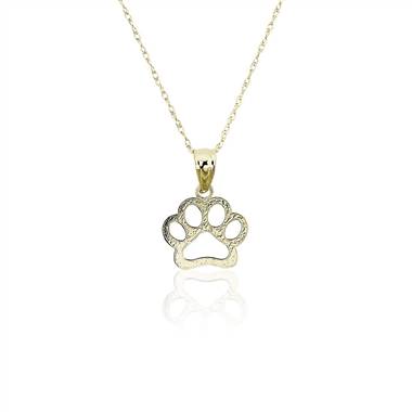 "Mini Paw Print Necklace in 14k Yellow Gold"
