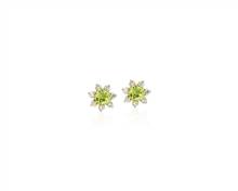Mini Peridot Earrings With Diamond Blossom Halo In 14k Yellow Gold (3.5mm) | Blue Nile