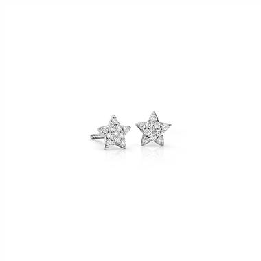 "Mini Star Diamond Earrings in 14k White Gold (1/10 ct. tw.)"