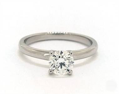 Modern Contour Solitaire Four-Prong Engagement Ring in 14K White Gold 2.80mm Width Band (Setting Price)