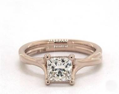 Modern Crossover Solitaire Engagement Ring in 14K Rose Gold 3.10mm Width Band (Setting Price)