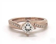 Modern Kite-Set Twisted-Shank-Pave Engagement Ring in 14K Rose Gold 4mm Width Band (Setting Price) | James Allen