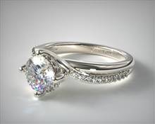 Modern Kite-Set Twisted-Shank-Pave Engagement Ring in 18K White Gold 4mm Width Band (Setting Price) | James Allen