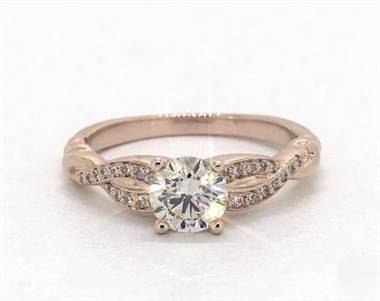 Modern Knot Crossover Pave Engagement Ring in 14K Rose Gold 2.70mm Width Band (Setting Price)