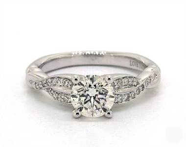 Modern Knot Crossover Pave Engagement Ring in 14K White Gold 2.70mm Width Band (Setting Price)