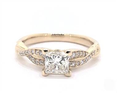 Modern Knot Crossover Pave Engagement Ring in 14K Yellow Gold 2.70mm Width Band (Setting Price)