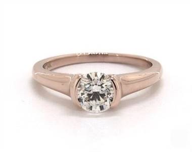 Modern Tension-Set Tapered Half-Bezel Engagement Ring in 14K Rose Gold 2.15mm Width Band (Setting Price)