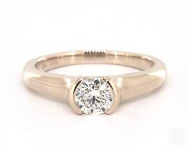 Tension Set Solitaire Lab Diamond Engagement Ring In 14K Yellow Gold