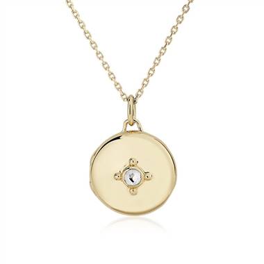 "Monica Rich Kosann 18k Yellow Gold Petite Locket with Rock Crystal Stone on 17" Chain"