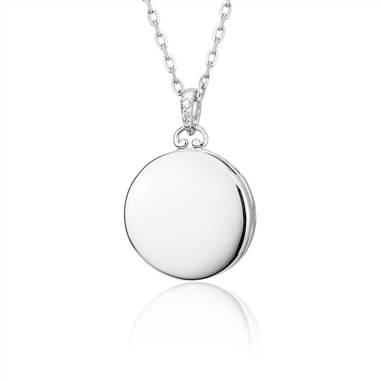 "Monica Rich Kosann Engravable Round Locket with White Sapphires in Sterling Silver"